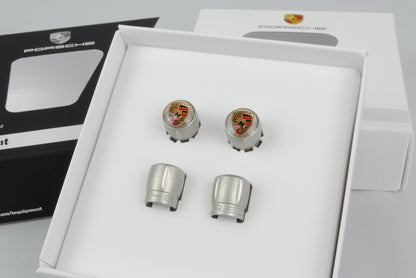 Porsche Valve Stem Cap Set Metal Version (Multiple Color Options)