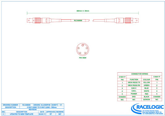 Racelogic Can Gateway to Unit Cable (RLCAB006)